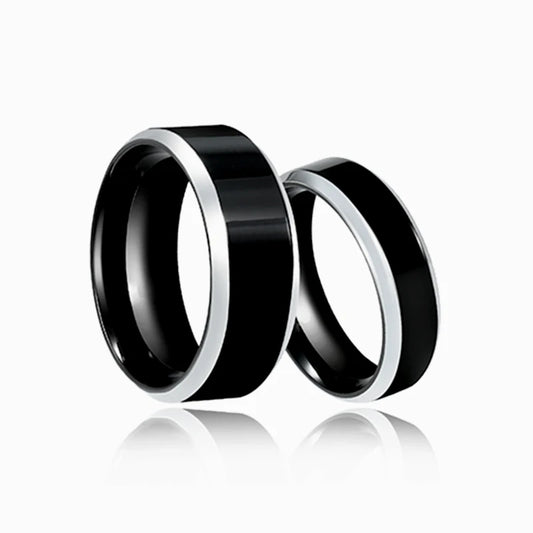 Silver Black Ring Valor - 8/6mm