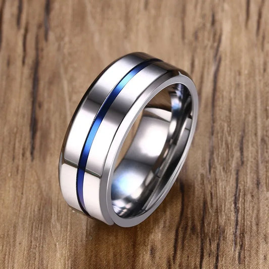 Silver Ring Blue Middle